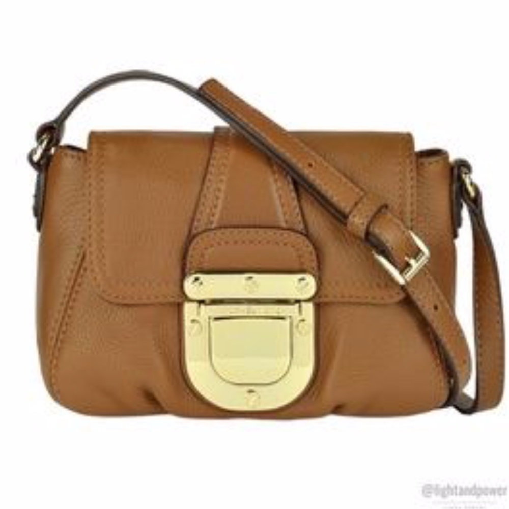 MICHAEL Michael Kors Charlotte Crossbody Bag Cognac Leather Adjustable Strap